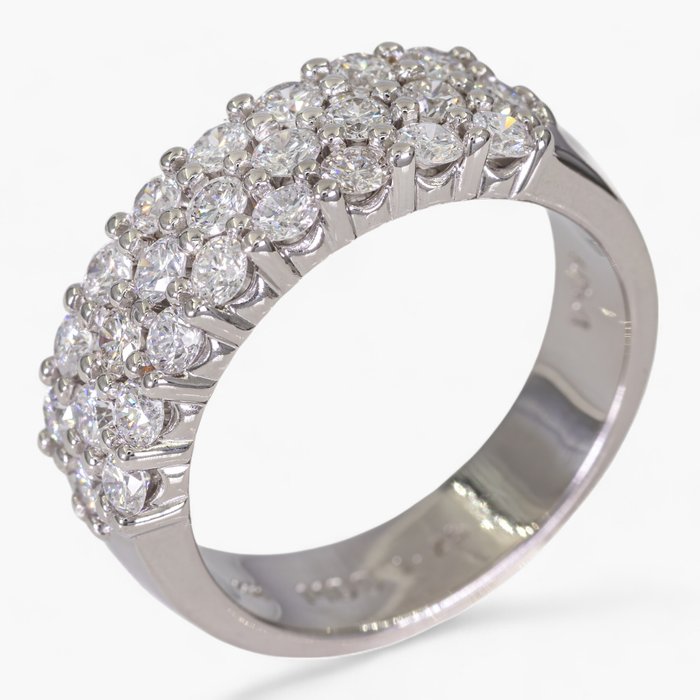 Ingen mindstepris - Ring - 14 karat Hvidguld 140 ct diamanter - IGI certificeret Diamant (Natur)