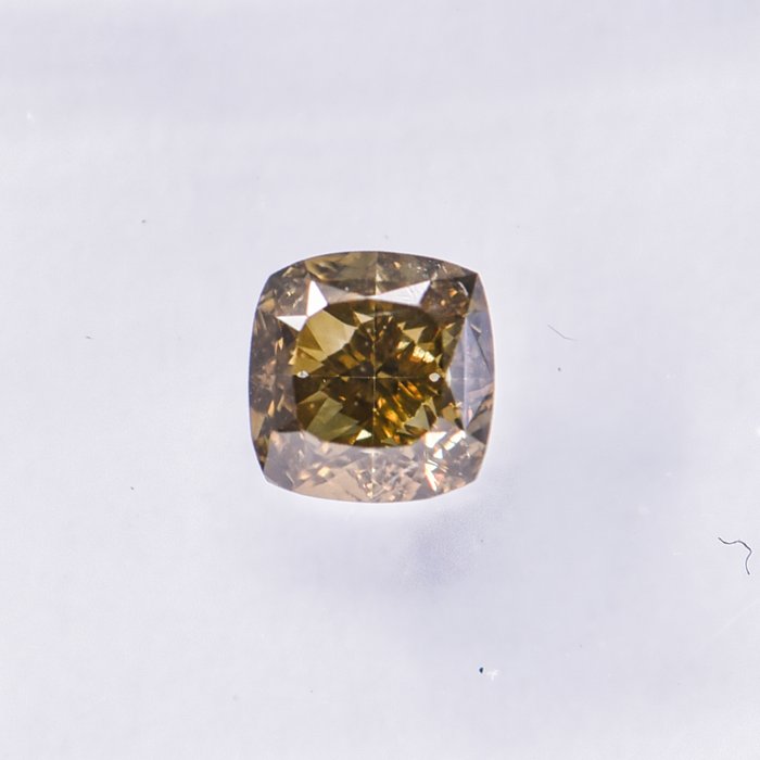 Ingen mindstepris - 1 pcs Diamant  (Naturfarvet)  - 0.51 ct - Pude - Fancy deep Brun, Grønlig Gul - SI1 - International Gemological Institute (IGI)