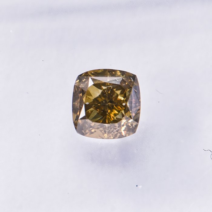 Ingen mindstepris - 1 pcs Diamant  (Naturfarvet)  - 0.51 ct - Pude - Fancy deep Brun, Grønlig Gul - SI1 - International Gemological Institute (IGI)