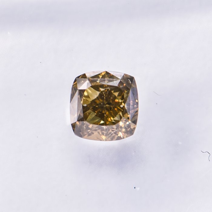 Ingen mindstepris - 1 pcs Diamant  (Naturfarvet)  - 0.51 ct - Pude - Fancy deep Brun, Grønlig Gul - SI1 - International Gemological Institute (IGI)