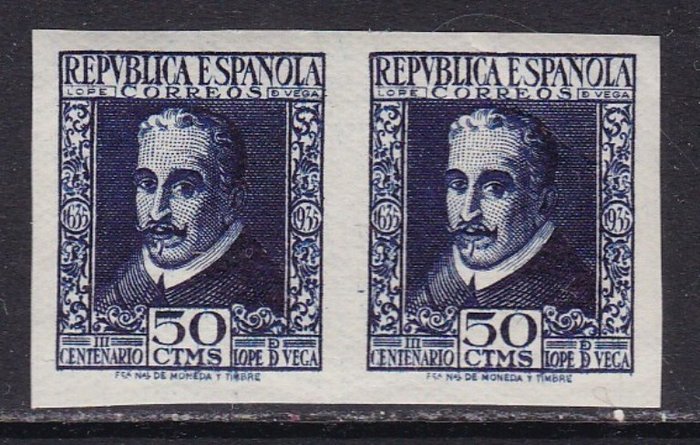 Spanien 1935 - III Hundredåret for Lope Vegas død - Blok 2 - Uden Dentar - Edifil 692s