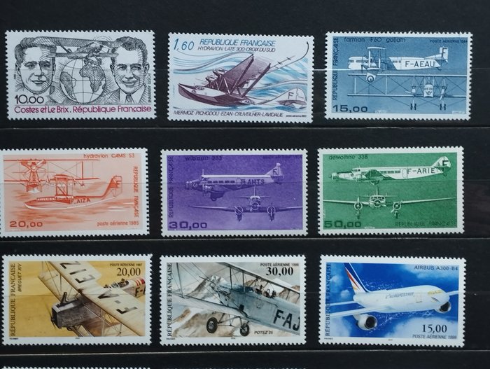 Frankrig 1955/2019 - Fremragende komplet moderne luftpostparti - Yvert PA N° 34 à 83 - 65 années suivies - Complete MNH