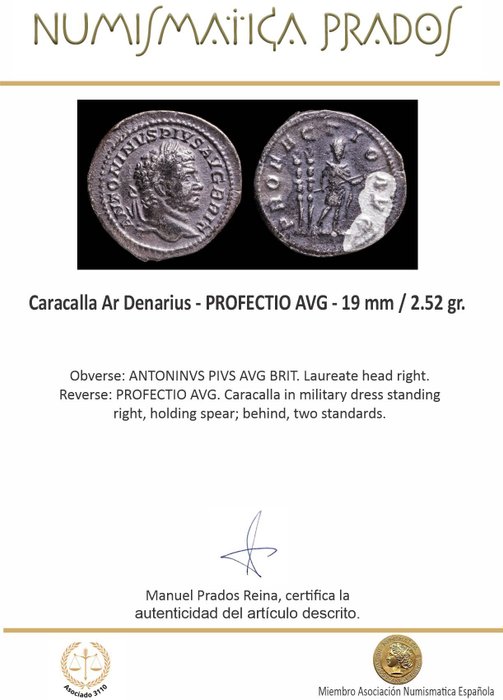 Romarriket Caracalla (AD 198-217) Denarius Rome - PROFECTIO AVG  (Ingen mindstepris)