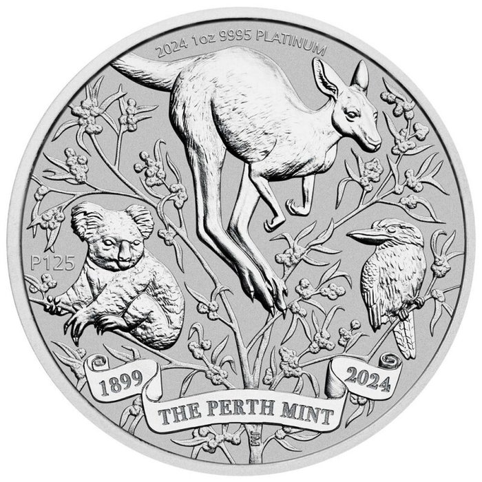 Australien. 100 Pounds Australia 2024 - The Perth Mint’s 125th Anniversary Pt 999.5 1 oz BU Platinmünze