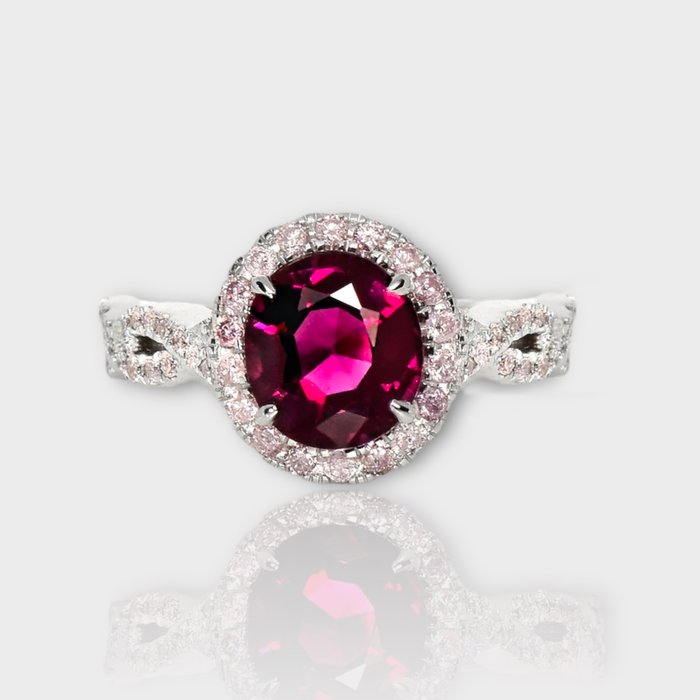 Ingen mindstepris - Ring - 14 karat Hvidguld -  210ct tw Spinel - Diamant - IGI 169 ct intens farve