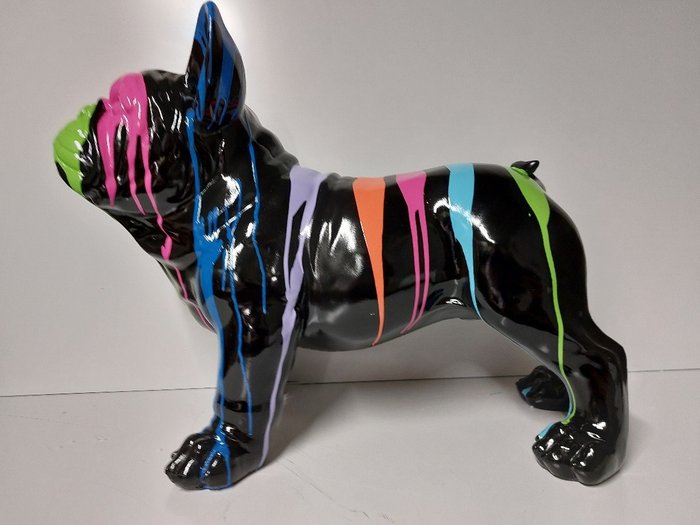 Statue, artistic image ART bulldog color white - 45 cm - polyresin