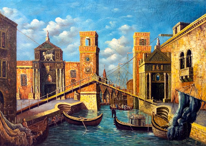 Scuola italiana (XX), After Canaletto - Il Ponte dell’Arsenale