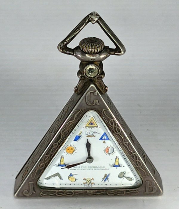 Empor + Sovil Watch Geneve - Silber - Freimaurer - Masonic - Dreieck - gemalt - Schweiz omkring 1920