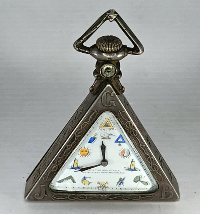 Empor + Sovil Watch Geneve - Silber - Freimaurer - Masonic - Dreieck - gemalt - Schweiz omkring 1920