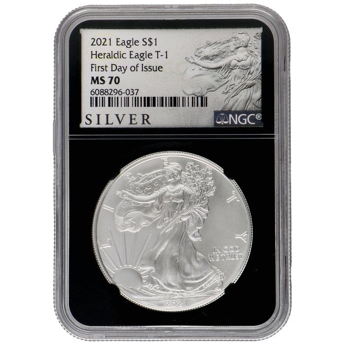 Förenta staterna 1 Dollar 2021 "Silver Eagle T-1 - First Day of Issue" 1 Oz (999) MS70  (Ingen mindstepris)