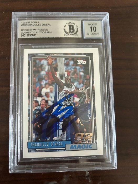 1992/93 Topps Shaquille O'Neal #362 Rookie Hand Signed Beckett Authentic Auto 10 Graded card