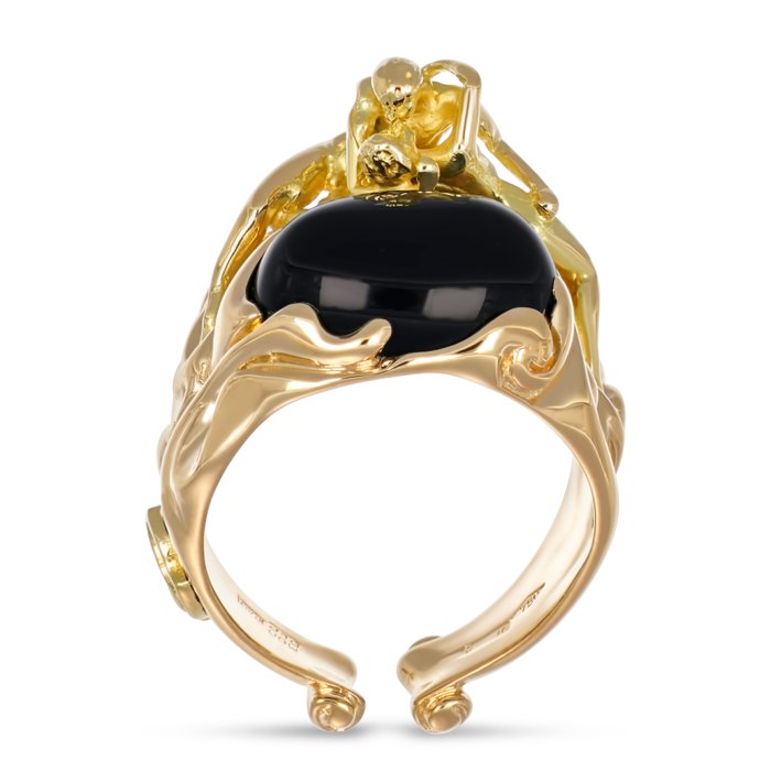 Ring - 18 kraat Gulguld -  6.00ct. tw. Onyx