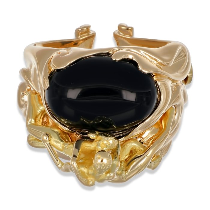 Ring - 18 kraat Gulguld -  6.00ct. tw. Onyx