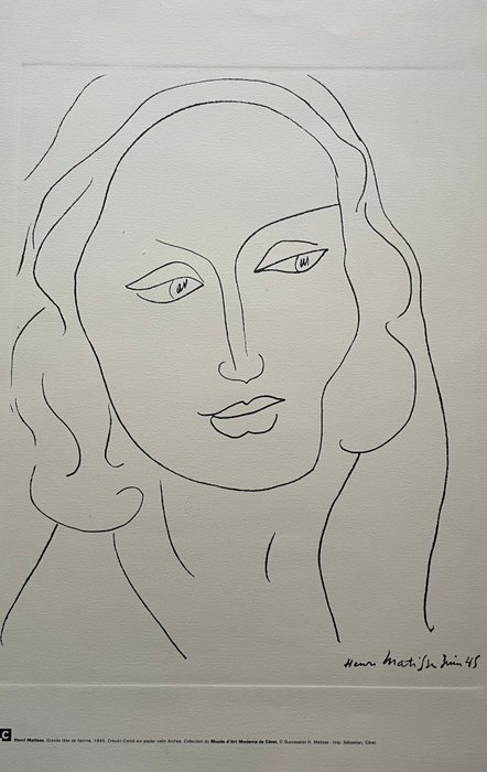 Henri Matisse (1869-1954) - Grande téte de femme 1945