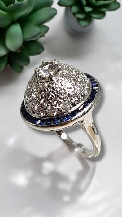 Ring Platin, Smuk Art Deco Platinum  3,0 diamantring Frankrig omkring 1930 -  3.00ct. tw. Diamant (Natur)  - Diamant