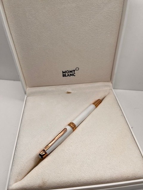 Montblanc - Montblanc Meisterstück White Solitaire Red Gold Classique Rollerball Full Set - Rollerpen