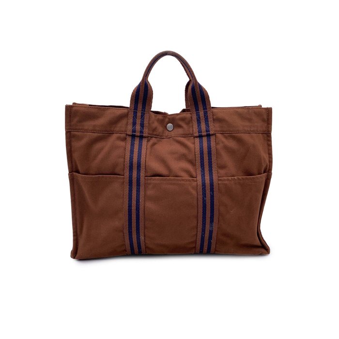 Hermès - Vintage Brown Cotton Fourre Tout MM - Mulepose