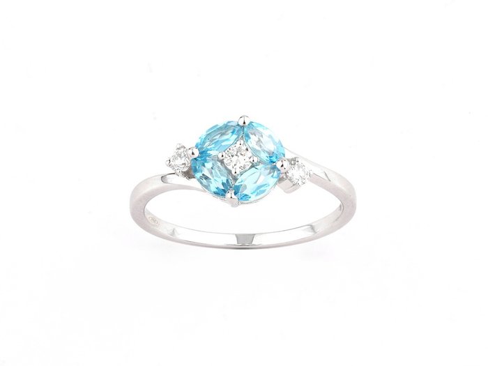 Ring - 18 kraat Hvidguld -  0.79ct. tw. Topas - Diamant