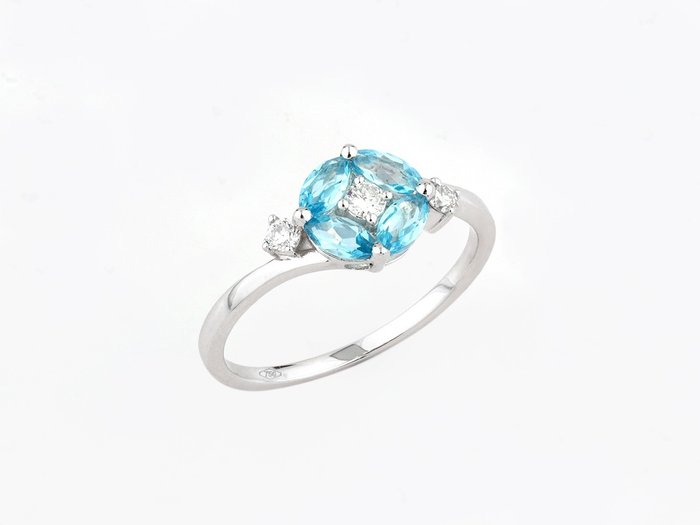 Ring - 18 kraat Hvidguld -  0.79ct. tw. Topas - Diamant