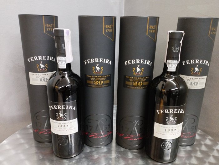 1999 Ferreira - 10 years old Tawny, 20 years old Tawny, Late Bottled Vintage Port -  Porto  - 6 Flasker (0,75 L)