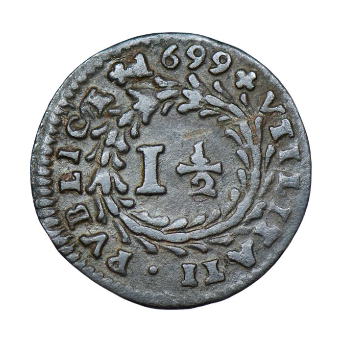 Portugal. D. Pedro II (1683-1706). 1 ½ real 1699 - Escassa  (Ingen mindstepris)