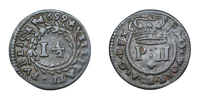 Portugal. D. Pedro II (1683-1706). 1 ½ real 1699 - Escassa  (Ingen mindstepris)