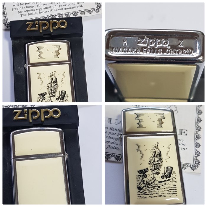 Zippo - Original Zippo Rarität SLIM Scrimshaw seltene Sammler Stück - Lighter - Chrome