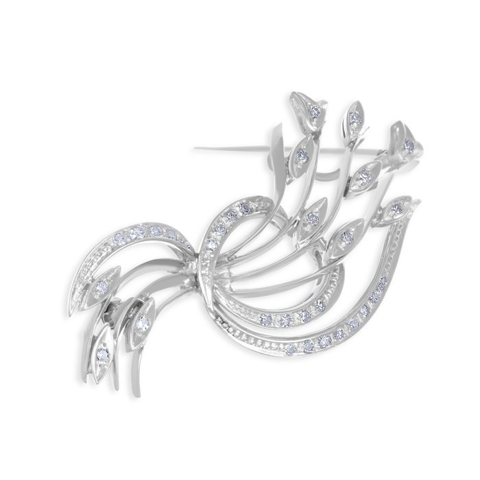 Broche - 18 kraat Hvidguld -  0.31ct. tw. Diamant (Natur)