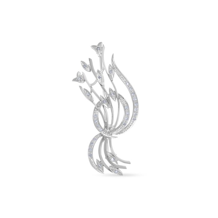 Broche - 18 kraat Hvidguld -  0.31ct. tw. Diamant (Natur)