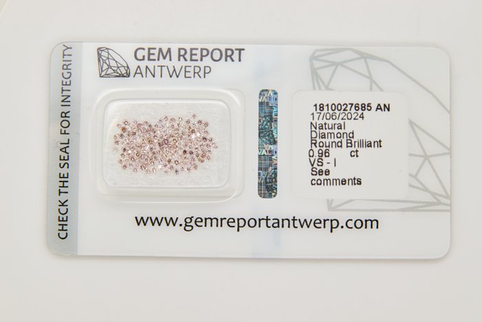 153 pcs Diamanter - 096 ct - Rund - Mix Pinkish Brownish Gray - VS-I  NO RESERVE PRICE