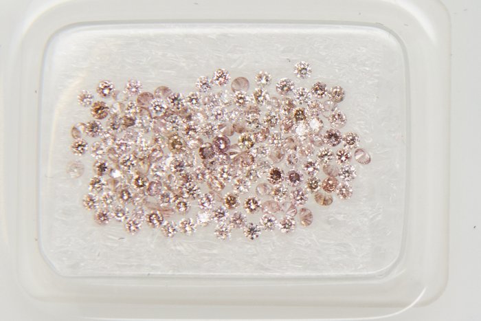 153 pcs Diamanter - 096 ct - Rund - Mix Pinkish Brownish Gray - VS-I  NO RESERVE PRICE