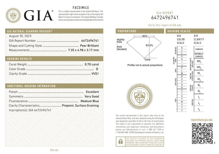 Halskæde med vedhæng - 18 kraat Hvidguld -  0.70ct. tw. Diamant (Natur)