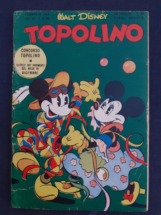 Topolino n. 38 - con bollino club, punti  concorso e giochi non compilati - 1 Comic - Første udgave - 1952