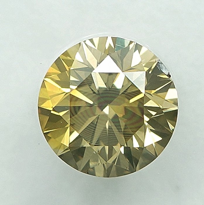 1 pcs Diamant  (Naturfarvet)  - 0.58 ct - Rund - Fancy Brunlig Gul - SI1 - International Gemological Institute (IGI)