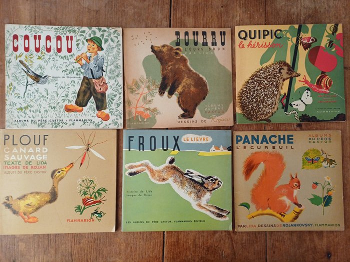 Fiodor Rojankovsky - Coucou / Plouf Canard sauvage / Bourru l'Ours brun / Froux le Lièvre / Quipic le Hérisson / Panache - 1941-1949