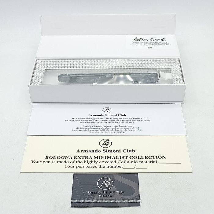 Armando Simoni Club - Bologna Extra - Minimalist - Grigio Perla Celluloid - Limited Edition 50 Pens - Fyldepen