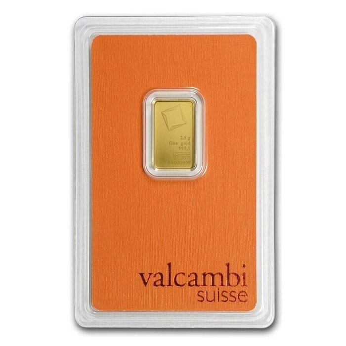 2,5 gram - Guld 999 - Valcambi - Forseglet  Med certifikat