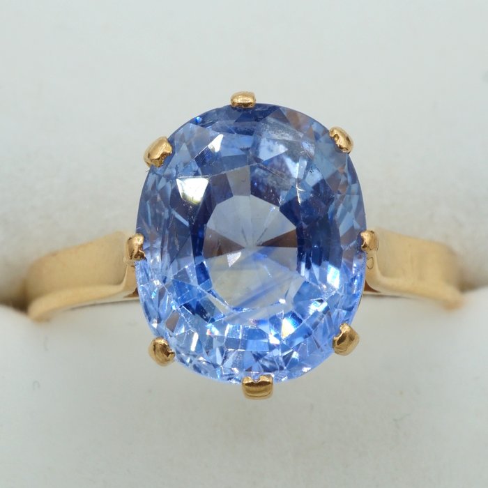 Forlovelsesring - 18 kraat Gulguld -  4.40ct. tw. Safir - GRS INGEN VARME