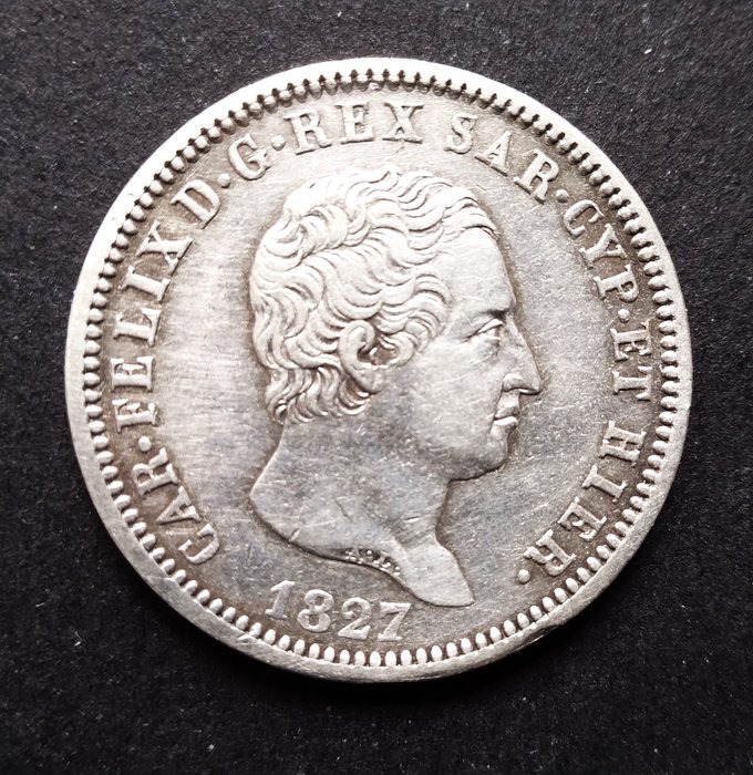 Italien, Savoyen Carlo Felice. 2 Lire 1827 Torino