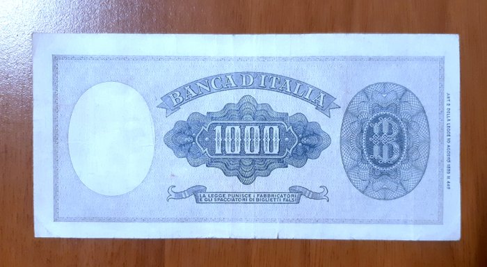 Italien - 1000 Lire 20/03/1947 "Italia" (Testina) - sostitutiva - Gigante BI 53Aa  (Ingen mindstepris)