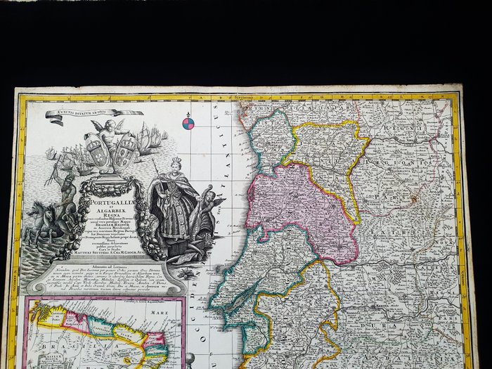 Europa - Portugal / Lissabon / Porto / Faro / Spanien; Matthaus Seutter - Portugalliae et Algarbiae Regna / Brasiliae Regnum - 1721-1750