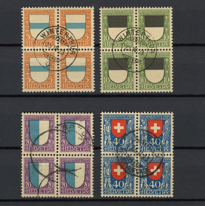 Schweiz 1922 - terninger af 4: Kanton / Landeswappen - Zumstein 21/24