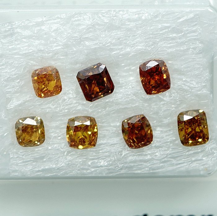 7 pcs Diamant  (Natur)  - 1.04 ct - SI1, VS1 - Gem Report Antwerp (GRA)