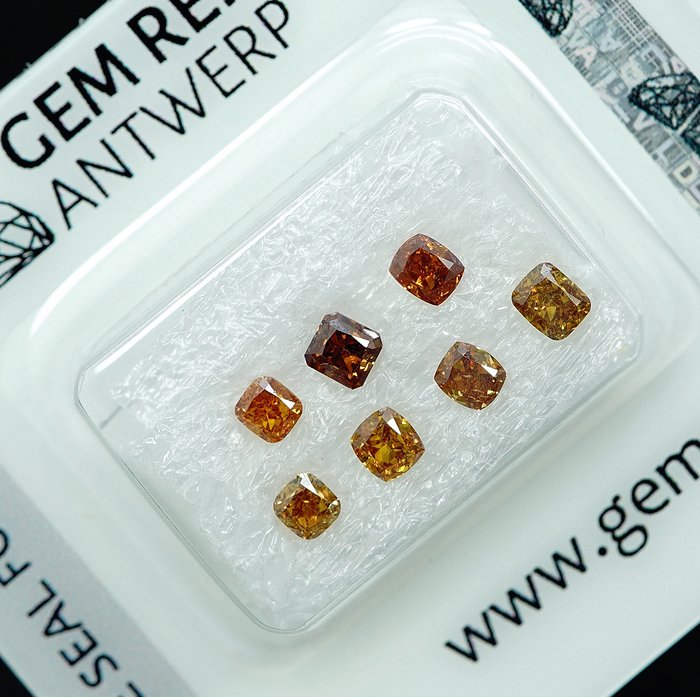 7 pcs Diamant  (Natur)  - 1.04 ct - SI1, VS1 - Gem Report Antwerp (GRA)