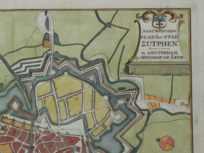 Holland - Zutphen; Hendrik de Leth - Naauwkeurig plan der stad Zutphen - 1740