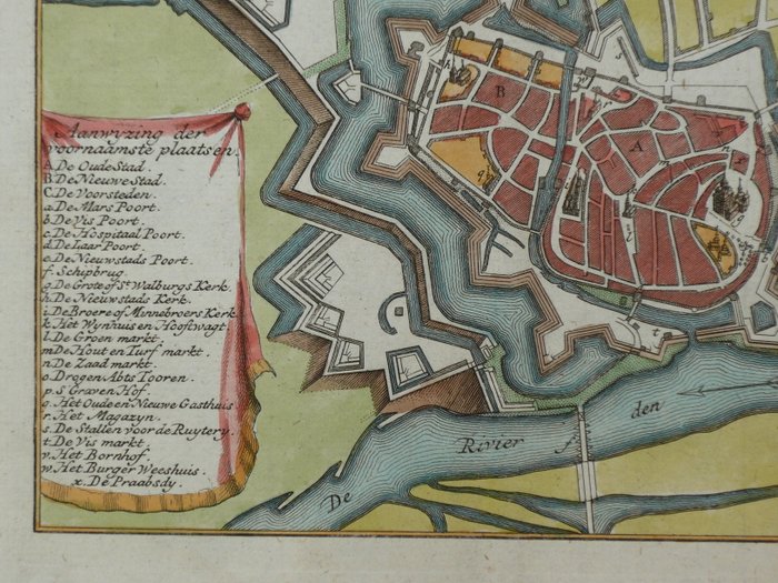 Holland - Zutphen; Hendrik de Leth - Naauwkeurig plan der stad Zutphen - 1740