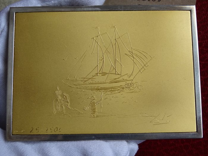 Spanien. Silver medal Salvador Dali - Boat trip scene (gold plated)  (Ingen mindstepris)