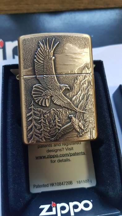 Zippo - Original Zippo Rarität Eagle im Flug Solid Brass - Lighter - Solid messing