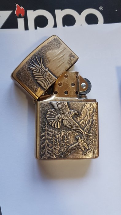 Zippo - Original Zippo Rarität Eagle im Flug Solid Brass - Lighter - Solid messing