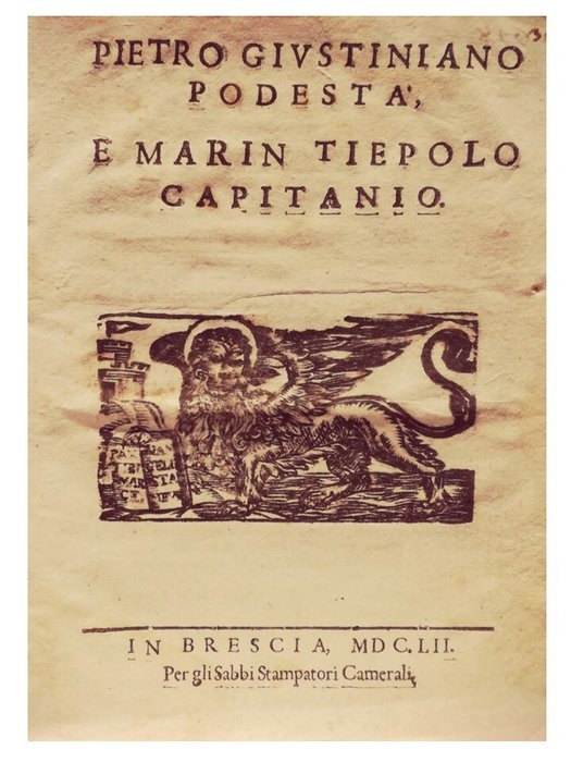 Anonimo - Terminatione de gl’Illustrissimi Sindici Avogadori et Inquisitori in Terra Ferma  Istria - 1652